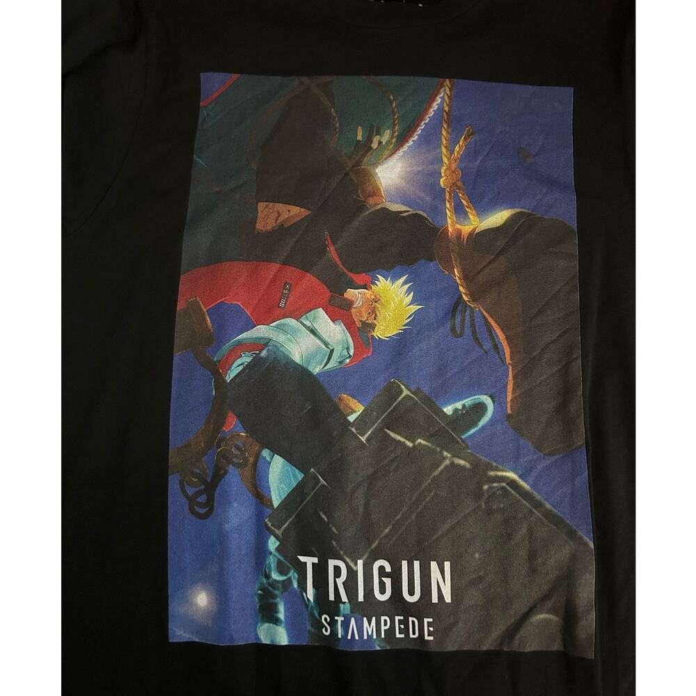 TRIGUN STAMPEDE Anime Black Graphic Short Sleeve Tee Size M